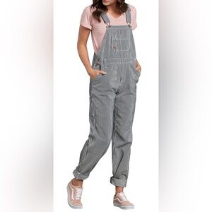 Dickies Relaxed Fit Bib Overalls - Hickory Stripe